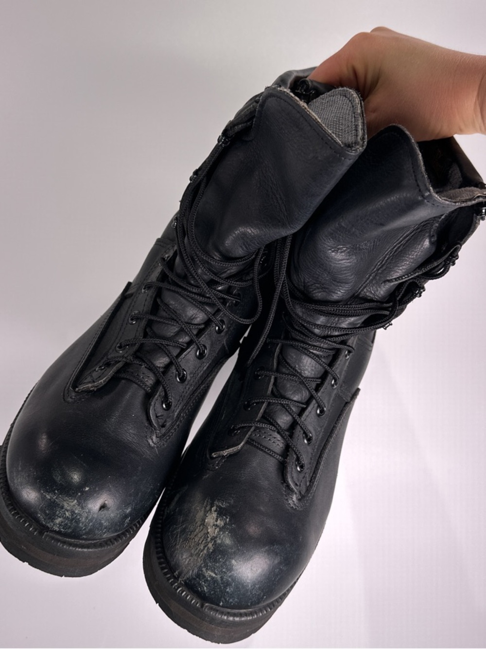 Belleville Mens 10.5 Black Leather GoreTex Zip Distressed Grunge Combat Boots - Picture 7 of 12